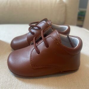 La Coqueta Dark Tan Leather Baby Booties